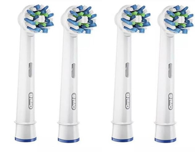 Oral-B Pro Cross Action Electric Toothbrush Head, X-Shape and Angled Bristles for Deeper Plaque Removal, Pack of 4 Toothbrush Heads, Whit