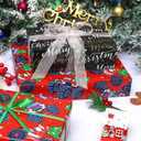 AUCLAY Reversible Christmas Wrapping Paper Roll for Kids Men Women Baby - Red Monster Truck & Santa, Merry Christmas Lettering with Stars in Black - Holiday Gift Wrap Paper, 17.7 Inch X 33 Feet