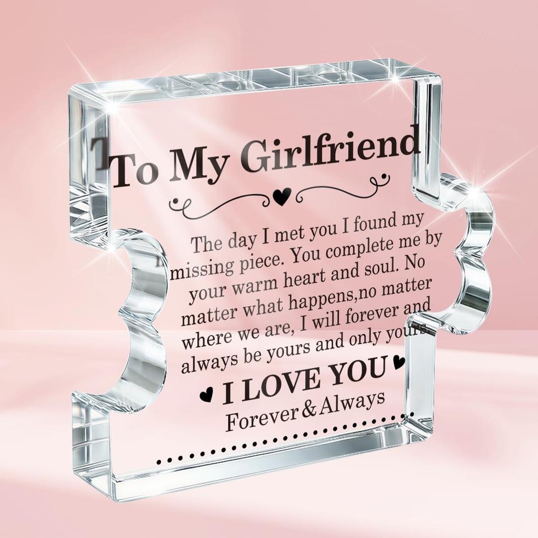Gifts for Girlfriend Valentine's Day Anniversary Birthday Romantic Gifts for Her Wife Women Christmas Mothers Day Anniversary Birthday Gift I Love You Acrylic Puzzle Piece Home Desk Decor