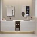 DYLLOR Black Plastic Medicine Mirror Cabinet for Bathroom with 16 x 26 inch Beveled Edge Mirror, Recessed and Surface Mount