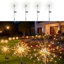 Solar Fireworks Lights for Outside, 150LED 8 Modes Fireworks Solar Lights Outdoor, Fairy Garden Flowers Lights for Yard Pathway Wedding Party Christmas Diwali Garden Decor 4Pack (Warm White)