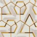 Marble Wallpaper Platinum Blonde Geometric Peel and Stick Contact Paper for Bedroom Self Adhesive Waterproof Wallpaper for Living Room Kitchen Table 17.7"x196.9" (Golden Lines on White-Gold)