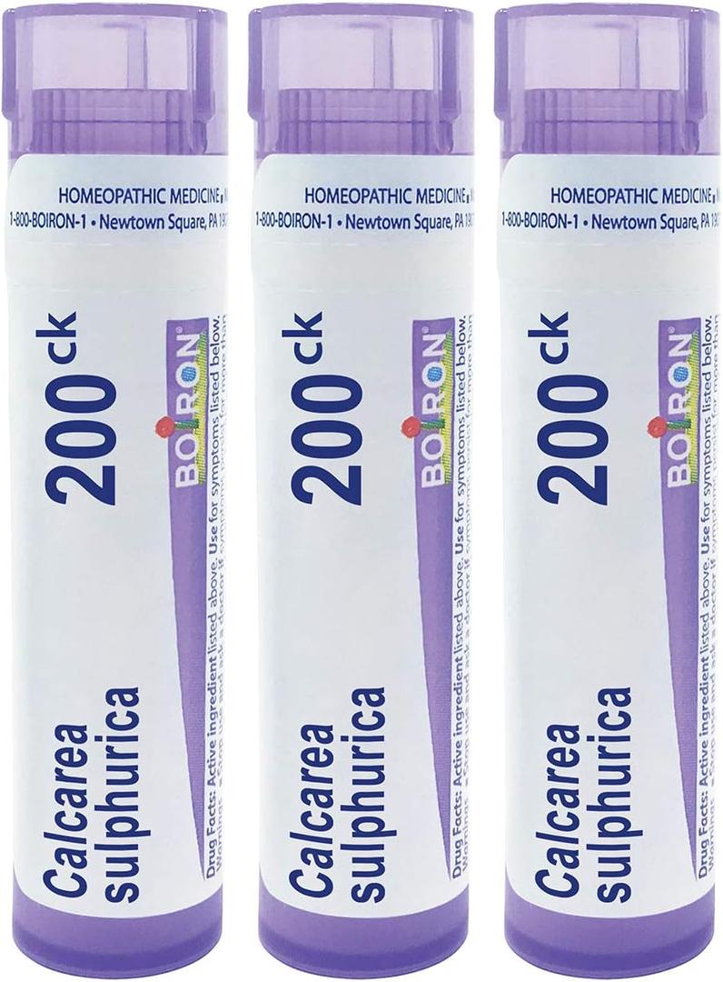 Boiron Calcarea Sulphurica 200ck Homeopathic Medicine for Pustular Acne - Pack of 3 (240 Pellets)