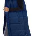 VXVGER Long Puffer Vest Women With Hood Sleeveless Down Vest Warm Jacket Winter Coat With Pockets (Small, Navy Blue)