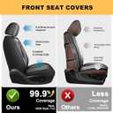 Front Ford F150 2009-2026 Seat Covers F250/F350/F450 2017-2026 Leather Car Seat Covers Full Set Car Seat Cover for Crew Cab XL XLT Lariat King Ranch Platinum with Lumbar Support(Black&Gray)