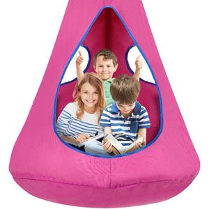 Kids Pod Swing Seat, Hanging Hammock Chair, Sensory Swing for Indoor and Outdoor Use (43.5" D x 52" H) Pink