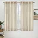 MIULEE Linen Curtains 63 Inch Length 2 Panels for Bedroom Living Room, Soft Thick Linen Textured Back Tab Kitchen Window Drapes Semi Sheer Light Filtering Rod Pocket Modern Farmhouse Decor