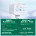 240-Degree Replacement Motion Sensor, Adjustable LUX(5-300) & Time & Detection Sensitivity Up to 60 Feet Range, 3 Working Modes Outdoor Motion Detector for Security Floodlight, White