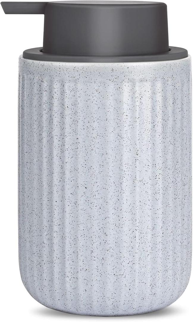 Foam Dispenser - Hand Pump Dispenser Beige Foaming Soap Dispenser Ceramic Dish Liquid Dispenser for Kitchen Bathroom Hand Wash Bottle (13.5oz/400ml Blue)
