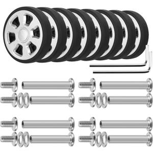 8 Pcs Replacement Luggage Rubber Wheels 2.17 inch, 55mm Suitcase Spinner Wheel Repair Repair Set, Wear-Resistant Trolley Casters (VA34, 55 mm)