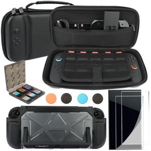 Carrying Case and Dockable Case for Nintendo Switch 2,8 in1 Accessories for Switch 2,Tempered Glass,Game Card Case and Silicone Covers