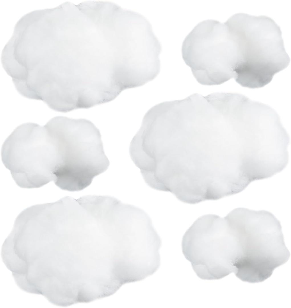 Jetec 6 Pieces Artificial Cloud Props Imitation 3D Cloud Shape Hanging Decorations Room DIY Decorative Hanging Ornament for Wedding Party Stage Show Decor (Small and Medium Size)