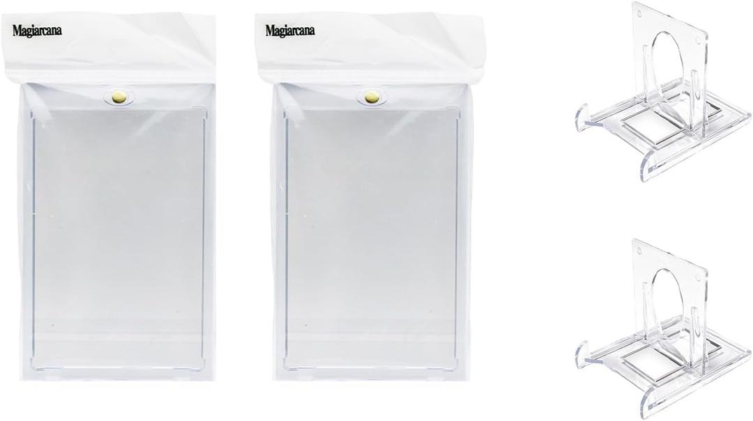 Booster Pack Magnetic Card Holder Protector 2pcs+2 Display Brackets,UV Protection can Protect Your Collectible Card