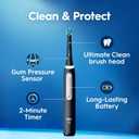 Oral-B Rechargeable Electric Toothbrush, iO3 Limited Deep Clean, 3 Cleaning Modes, Visual Pressure Sensor to Protect Gums, 2 Brush Heads, Travel Case, Black