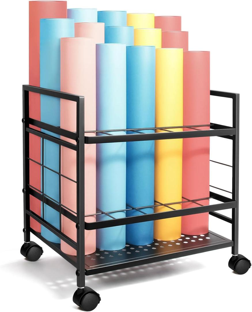 Blueprint Holder with Wheels, 20 Slots Blueprint Storage Rack, Blueprint Cart for Storing Map Poster Architectural Plan, Blue Print Storage Organizer for Home, Office, School