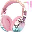 Children's Metallic Wireless Bluetooth Headphones, Children's Music Headphones with Microphone, Bluetooth 5.3 Foldable Headphones for Girls, Boys, Teenagers, for iPad/PC/Tablet (Pink)