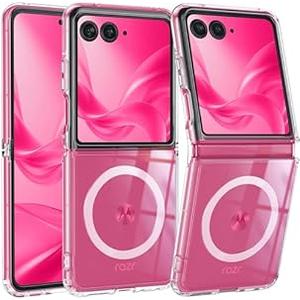 FNTCASE for Motorola Razr 2025/2024 Case: Magnetic for Moto Razr 2025/2024 Case Clear Military Grade Drop Protection Anti Yellowing Cell Phone Cover - Rugged Shockproof Protective Bumper Transparent