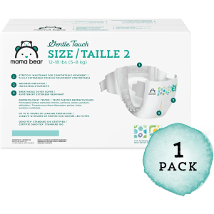 Amazon Brand - Mama Bear Gentle Touch Diapers, Hypoallergenic, Size 2, 184 Count (4 packs of 46), White