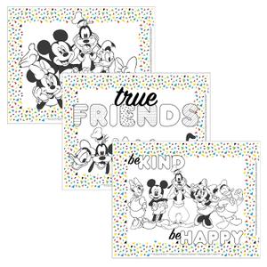 Disney Baby by J.L. Childress ColorMe Disposable Placemats - Stick on Disposable Placemats for Baby, Toddlers, & Kids, Travel Coloring Activities, Sticky Child Table Mat - 24 Pack, Mickey & Friends