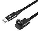 AGVEE 2 Pack 3.3ft Charger for Garmin Watch USB C, L-Shape Charging Cable for Fenix, Forerunner, Vivoactive, Instinct, Venu, Tactix, Approach, D2, Quatix Series, Right Angle Braided, Black