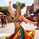 Halloween Carnival Mask Costume Accessory Set, Faux Feather Headpice Butterfly Diamond Face Stickers Headband Beads Necklace Earrings for Anniversary Carnival Festival Outfit Women