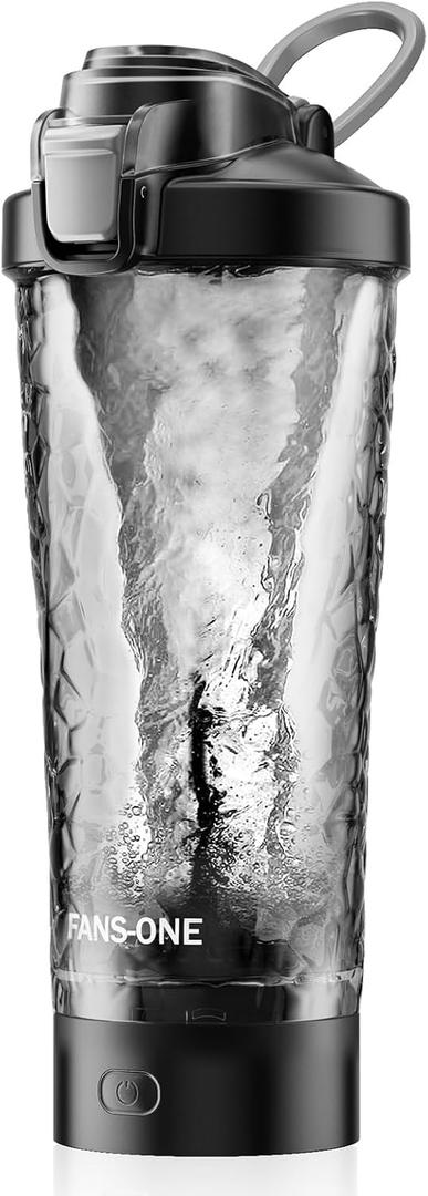 Premium Electric Protein Shaker Bottle, 24 oz Lockable Blender Shaker Bottles, Made with Tritan, BPA Free, USB Rechargeable Mixer Blender Cup for Protein Shakes, Black