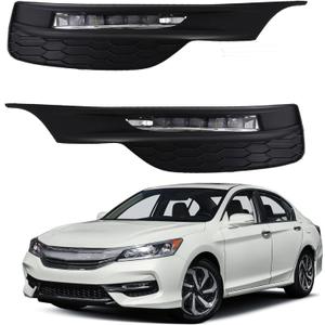 Fog Lights Assembly Replacement for Ac-cord Sedan 2016-2017 4-Door with Wiring Harness & Switch (Left and Right Side)