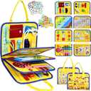 Esjay Toddler Busy Board Montessori Toys for Boys Girls, Sensory Book Educational Activities for Learning Fine Motor Skills, Birthday Gifts for Toddlers, Travel Toys for Airplane Car, Yellow Truck