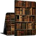 Case for Amazon Kindle Fire HD 8 Tablet (6th/7th/8th Generation, 2016/2017/2018 Release) PU Leather Slim Lightweight Shockproof Smart Stand Cover with Auto Wake/Sleep, Library Bookshelf