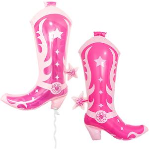 2Pcs Pink Cowgirl Boot Shaped Foil Balloons, Western Star, for Girls Birthday Party Yee Haw Cowboy Last Rodeo Party Decoration,Bachelorette PartyHen partyBaby Shower Last rodeo Party Supplies