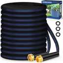 Garden Hose 50ft, Non-Expanding, Lightweight, Leak-Proof Metal interface, No-Knots, Portable, Wear-Resistant, Sturdy, Flexible, Water Hose for Yard, Garden, Black Dark Blue