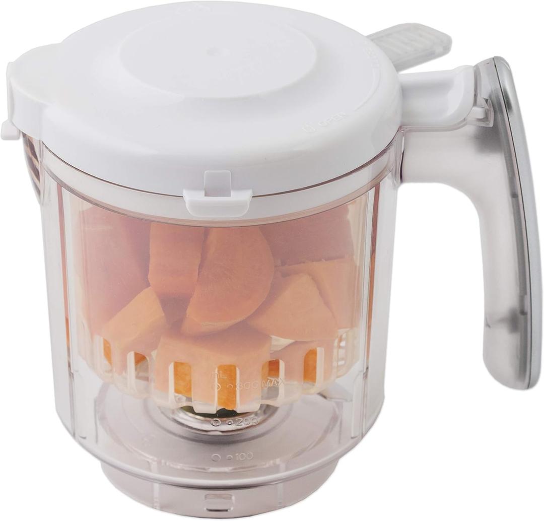 Replacement Stirring Cup & Blade with Steaming Basket for EVLA'S Baby Food Maker - White
