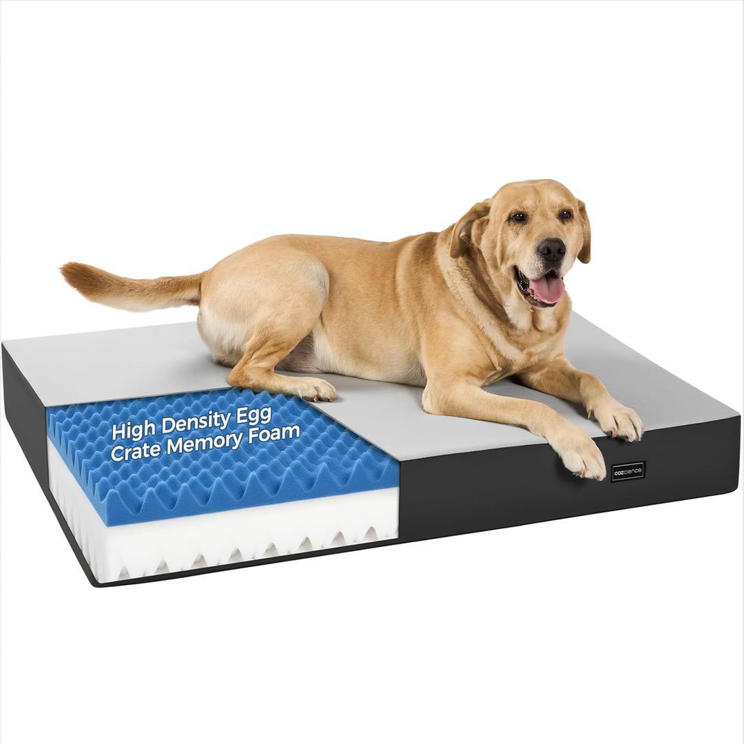 5 Inch Thick Orthopedic Dog Bed for Medium & Large Dogs, High Density Egg Crate Memory Foam with Support Foam, Waterproof Liner & TPU, Removable Washable Cover, Nonskid Bottom, 41"x29"x5", Grey