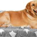 Dog Bed Mat, Reversible Crate Pad & Durable Dog Bed - Machine Washable Kennel Mat with Ultra Soft for Large Dogs (Cool/Warm), 35" x 23", Grey&Star