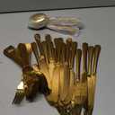 60 Piece Gold Silverware Set for 20, 18/0 Stainless Steel Heavy Forks Spoons and Knives Set, Mirror Finish Gold Flatware, Dishwasher Safe for Family Picnics Daily Gatherings