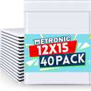 Metronic Bubble Mailers 12x15 Inch 40 Pack Large Bubble Mailer White Waterproof Padded Envelopes Opaque Cushioning Mailer for Shipping Clothes, Books,Jewelry Makeup Supplies
