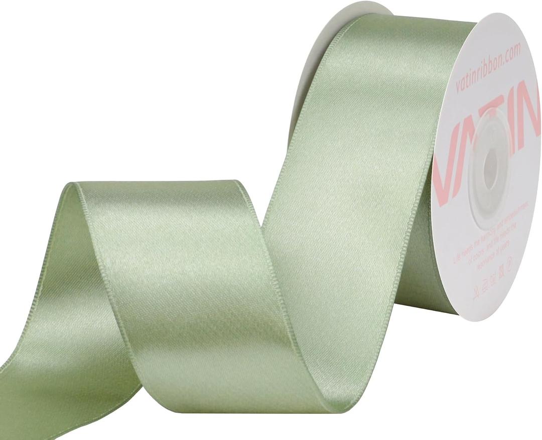 VATIN Sage Green Satin Wired Ribbon 1-1/2" Green Satin Wired Ribbon for Gift Wrapping Decoration Crafts Home Decor -Continous 10 Yards