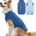 IECOii 2 Pack Dog Fleece Sweater Vest - Comfortable Sweaters Warm Winter Pet Coat, Sweatshirts with Leash Hole for Walking, Hiking & Camping, Machine Washable (Size XL,Dark Blue & Light Blue) (X-Large(Chest Girth: 19.3"))