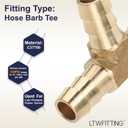 LTWFITTING Brass Barb Tee Fitting 3/8-Inch ID Hose for Water Fuel Boat(Pack of 20)