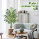 5ft Artificial Palm Tree Indoor Plant Tall Fake Tropical Paradise Palm Tree in Pot with Real Bark Design Faux Areca Palm Tree for Home Office Living Room Bedroom Farmhouse Modern Decor 2pcs