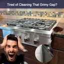 Stove Gap Covers Stainless Steel,Stove Gap Filler& Oven Gap Filler Range Trim Kit for Countertops,Heat Resistant Guard Between Stove & Counter,Easy Retractable Length13.8''to 27.5'',Width 1'',Silver