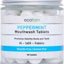 Peppermint Mouthwash Tablets - Fluoride/Alcohol Free - Natural Chewable Tablet to Freshen Bad Breath, Remineralize Teeth Cleaning, 90-Pack