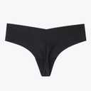WANDER Seamless Thongs for Women Comfortable No Show Thong Invisible V-waisted Breathable Stretch Panties Underwear 3 Pack (Black, XL)