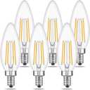 E14 European Base LED Candelabra Light Bulbs 40W Equivalent, Warm White 2700K, 400LM, B11 4W Bulbs for for Turkish Lamp, European Chandeliers, 6 Pack
