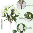 4 Pcs Artificial Impatiens Flowers for Outdoors Silk Impatiens Flowers Bouquet White Fake Plants UV Resistant Faux Impatiens for Outdoor Planters Spring Summer Porch Patio Window Balcony Garden