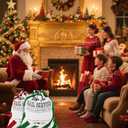 2 Pack Large Embroidered Santa Sack, Personilized Christmas Santa Bags Reusable Large Canvas Gift Bag with Drawstring for Xmas Package Storage and Party Supplies Favors (Signature Christmas)