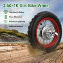 2.5-10 Rear Wheel Compatible with Dirt Bike CRF50 SSR70 XR50, 2.50x10 Tire & Rim for Apollo Taotao 50cc 70cc 90cc 110cc Pit Bike Off Road Motorcycle with Rear Drum Brake Pad Shoe Assembly Red