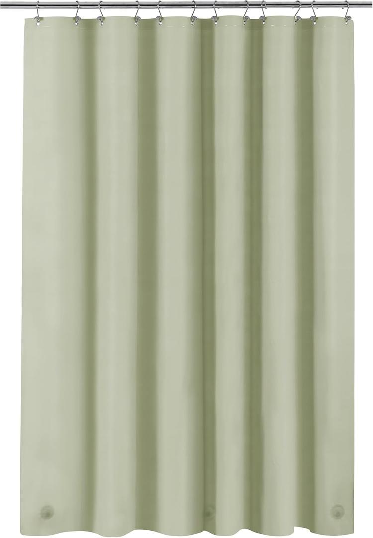 Sage Green Plastic Shower Curtain Liner - Premium PEVA Shower Liner BPA & PVC Free, No Chemical Smell, Lightweight Green Bath Curtain with 3 Magnets for Bathroom, 12 Metal Grommets - Sage, 72"W x 72"L (Pack of 1)