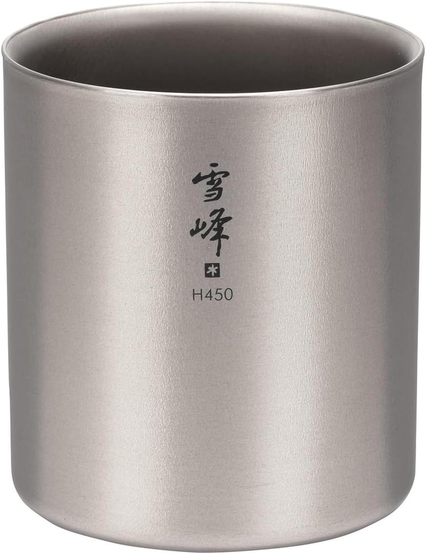 Snow Peak Titanium H450 Stacking Mug, TW-122, Premium Titanium, Made in Japan, Ultralight for Camping, Backpacking Everyday Use (Silver)