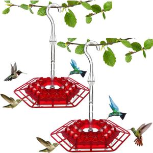 Hummingbird Feeders for Outdoors Hanging, 30 Feeding Ports,Bee-Proof and Leak-Proof - Tray Style, drip-Free, Easy to Clean and Refill, attracts Hummingbirds, Plastic with ant Fence and Hook